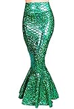917 - Plus Size Faux Leather Pleated High Waist Maxi Mermaid Skirt (3X, Green Scales)