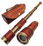 Handheld Telescope in Leather Box Brass Antique