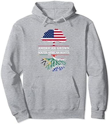 Unisex American Grown with South Africa Roots Hoodie Small Heather Grey