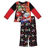 Komar Kids Super Mario Boys Pajamas (Small (6-7), Black)