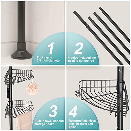 EZFurni Rustproof Corner Shower Caddy, 4 Shelves for Storage Bathroom