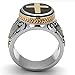 FlameReflection Stainless Steel Men Multi-Color Christian Holy Cross Lord's Prayer Ring catholic Religious Bible Verse Band Sz 10
