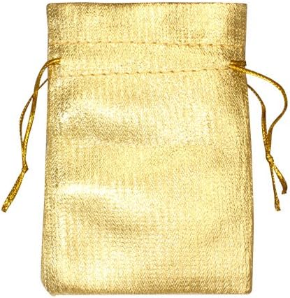 12 Gold Color Plain Satin Drawstring Bags 61/2"x 15" XXL