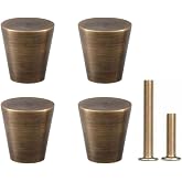 RZDEAL 4Pcs 0.79"x0.98" Antique Bronze Mid Century Drawer Knobs Solid Brass Vintage Cone Cabinet Shoe Book Drawer Knob Handle (Bronze)