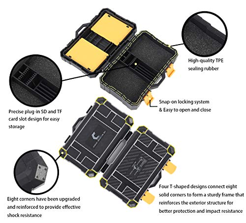 16 slots SD TF CF XQD Memory Card protection box, Nikon Canon GoPro Camera Battery Storage Case with Carabiner, TF card Reader, SD Adapter, Media management, Waterproof & Shockproof, photos & video - Thumbnail 5