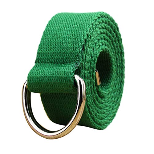image for Toimothcn Canvas Web Double D Ring Belt Silver Buckle Military Style f