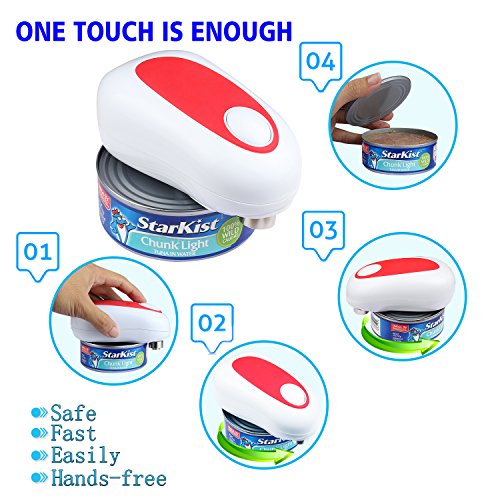 Can Opener, Electric Can Opener Smooth Edge One Touch Can Opener, Electric Can Openers for Seniors with Arthritis, No-Hands One Touch Can Opener(not included 4AA batteries)