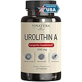 VINATURA Urolithin A Supplement 500mg - Urolithin A+ for Powerful Antioxidants, Anti Aging and Mitochondrial Support, 30 Capsules