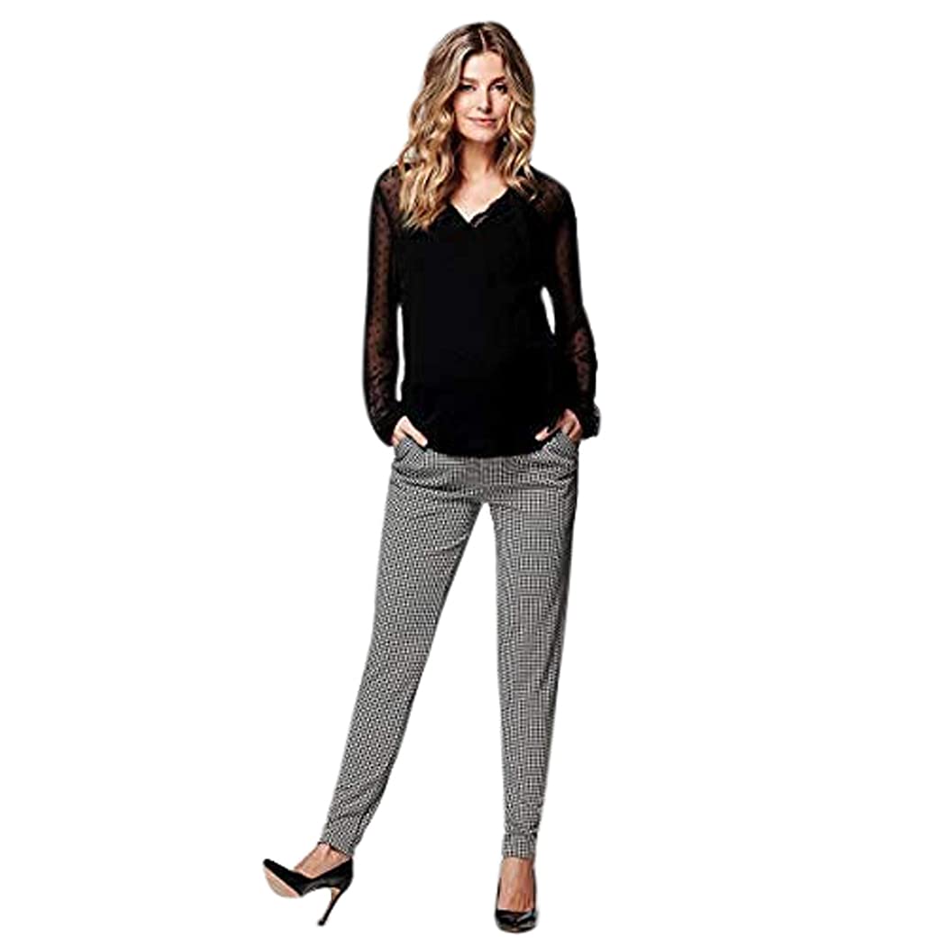 Noppies Women's Pants Jaquard OTB Tamar Maternity Trousers Not Applicable, Black (Black P), 16 (Manufacturer Size: X-Large)