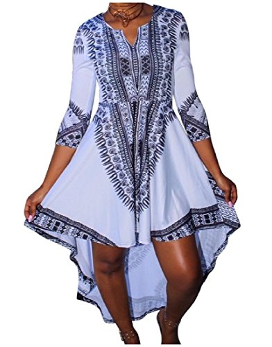xiaokong Womens Casual Retro Ethnic Style Totem Printing Dresses