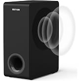 BSETISAN Subwoofer, 8&rdquo; Powered Home Audio Sub in Compact Design | Side-Firing Woofer with Auto on/off for Receiver, Soundbar, Home Theater, Deep Bass, Low Distortion, Basscore 80, Black