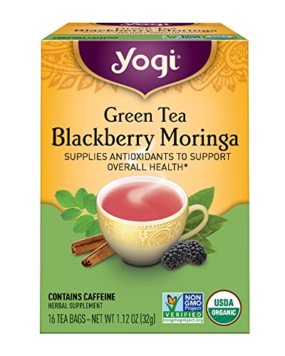 Yogi Tea, Blackberry Moringa Green Tea, 16 Count, Packaging May Vary