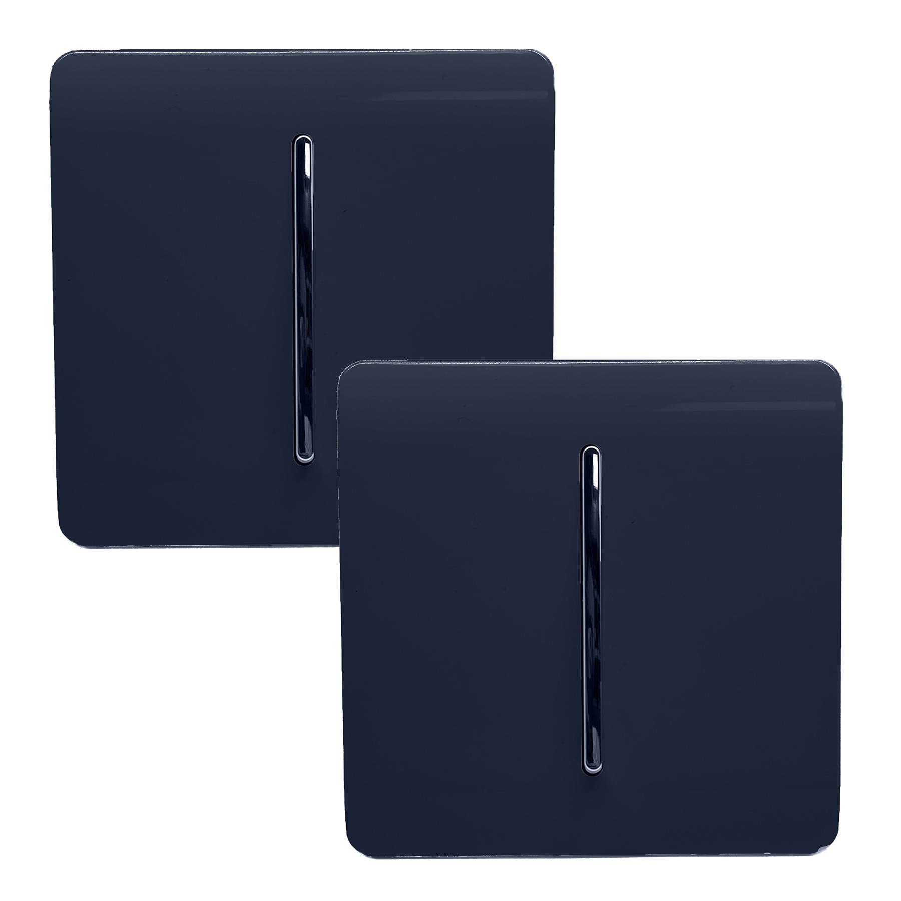 Trendi 1 Gang 2 Way Artistic Modern Glossy 10 Amp Rocker Tactile Light Switch Navy (2 Pack)