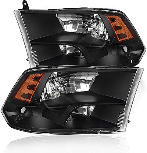 JSBOYAT Headlight Assembly for 2009-2018 Dodge Ram 1500 2500 3500 Pickup with Black Housing Headlamp Replacement, Driver and Passenger Side