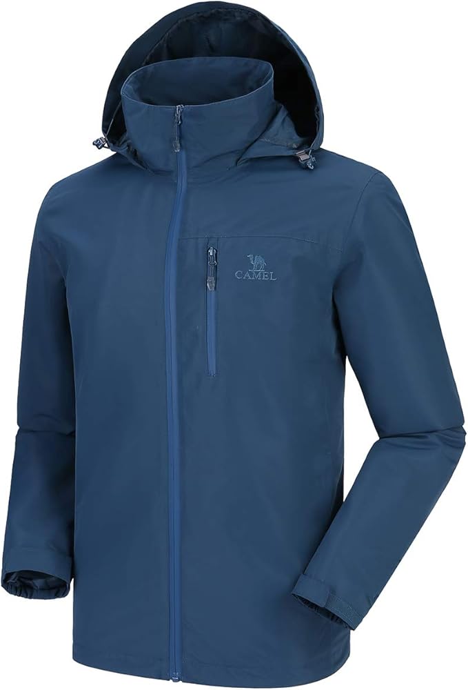 CAMEL Men's Lightweight Rain Jacket Waterproof Raincoat