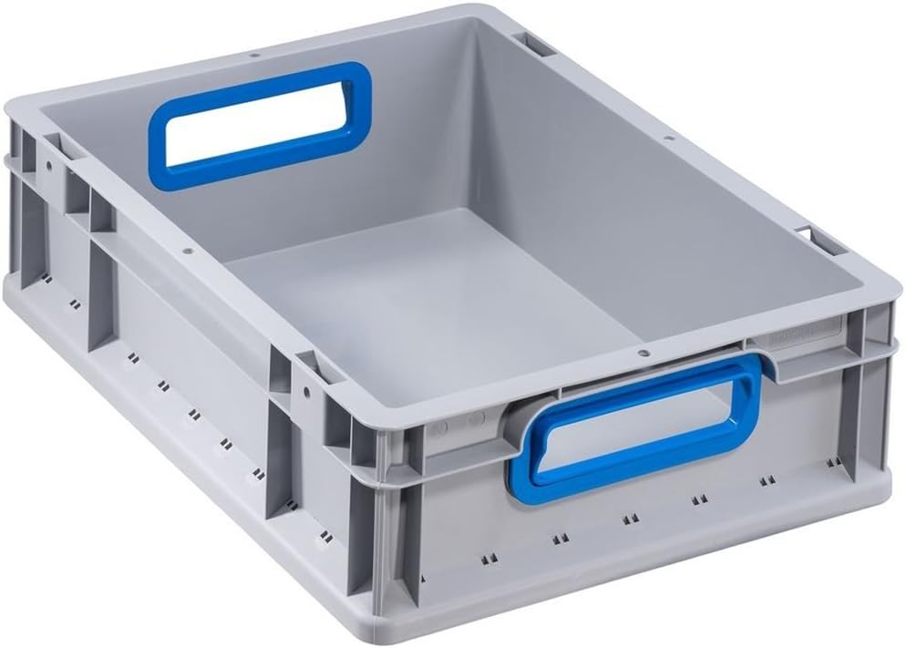 Allit 456735 Eurobox"432" 15.75x11.81x12.6" Open Handles In Grey/Blue