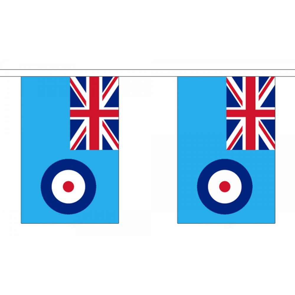 Flagtex RAF Ensign Rectangle Bunting – 3m with 10 Flags – Fabric for Indoor & Outdoor Use – String Flags Banners Royal Air Force UK Military Aviation