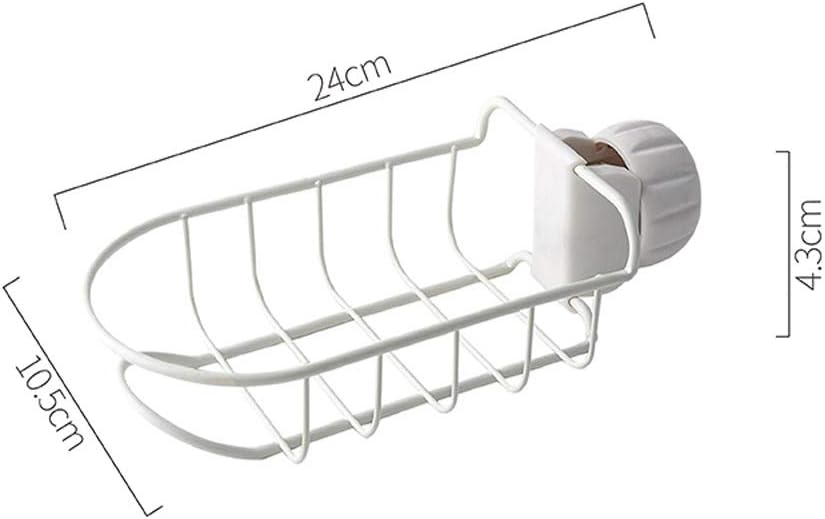 Ksainiy Home Accessories Iron Sink Hanging Punch Faucet Storage Bathroom Hollow Out Shelves Free Kitchen Drain Storage Rack Organizer Nordic Home Kitchen Punch-Free Faucet Drain Rack (Color : White)