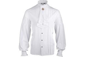 H&ZY Mens Pirate Shirt Vampire Medieval Renaissance Victorian Steampunk Gothic Ruffled Adult Halloween Costume