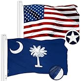 G128 Combo Pack: USA American Flag 3x5 Ft Embroidered Stars & South Carolina State Flag 3x5 Ft Embroidered