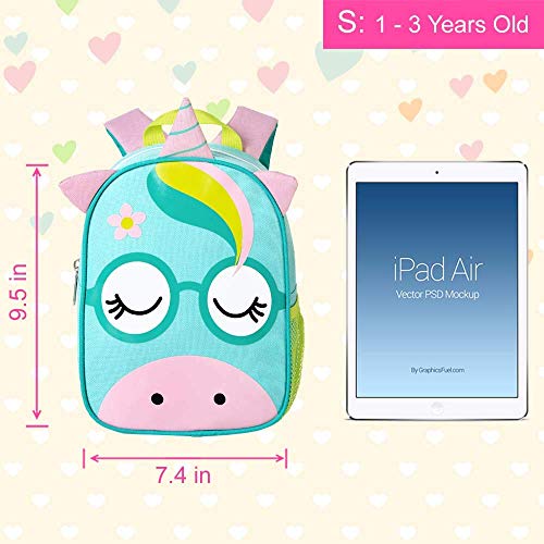 Toddler Backpack Leash, 9.5" Safety Harness Unicorn Bag - Removable Tether - Thumbnail 4