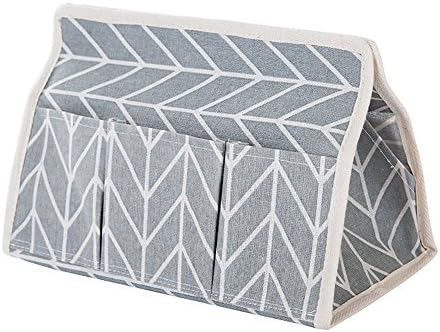 PythonWorld Multifunction 6 Pockets Foldable Storage Box Cotton Linen Pumping Carton Tissue Box