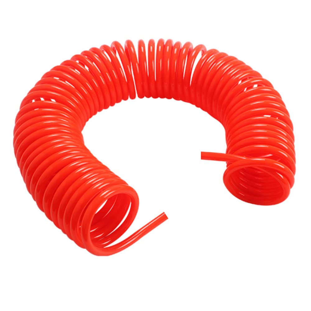 Air Compressor Tool Hose, 8mm x 5mm PU Spring Tube Air Pressure Hose Spiral Pipe for Compressor Flexible Air Tool (6M, Without Fitting)