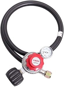 KIBOW 0~30 PSIG Type 1(QCC1) Adjustable High Pressure Propane Regulator w/0~60PSI Gas Flow Indicator for Forge/Foundry
