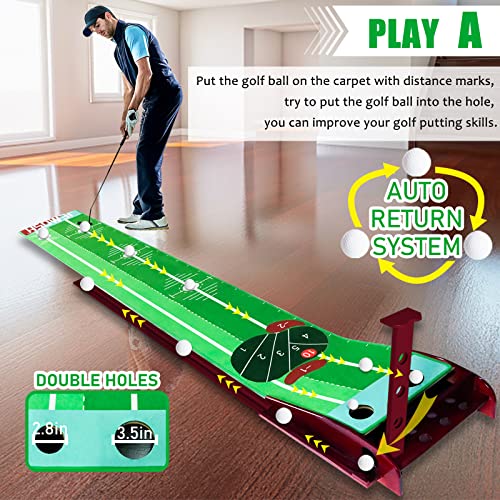 JEMOSH Indoor Golf Putting Green with Ball Return, Portable Putting Mat