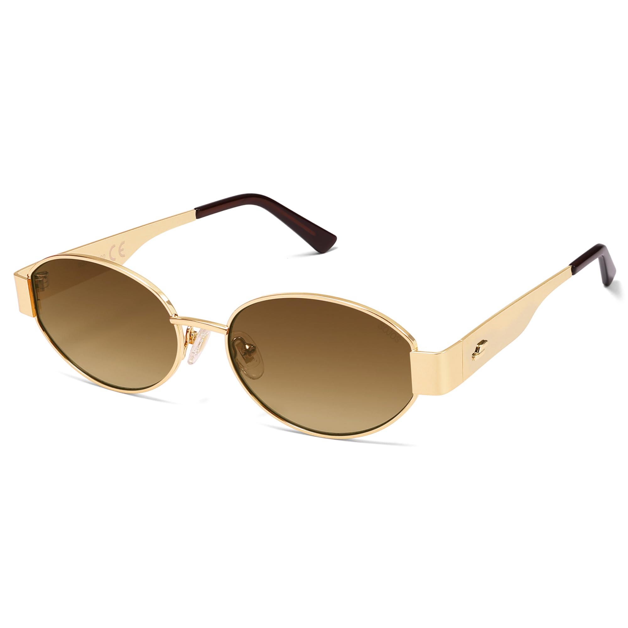 Photo 1 of SOJOS Retro Oval Sunglasses for Women Trendy Classic Shades UV400 Protection, Gold/Gradient Brown