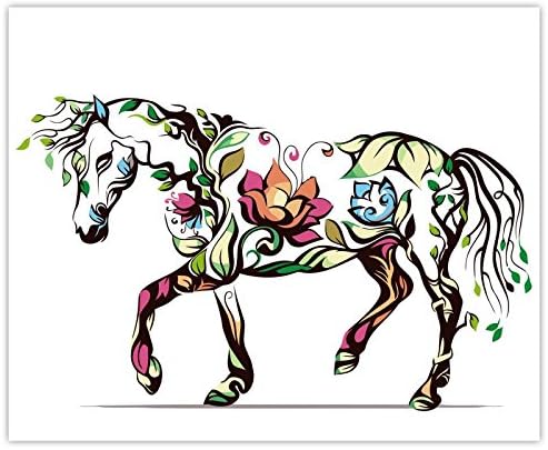 Diy Hand Painting Paint by number kits for adults for bedroom decor Artwork Paintings -Cute Animal Horse Colorful 16x20inch