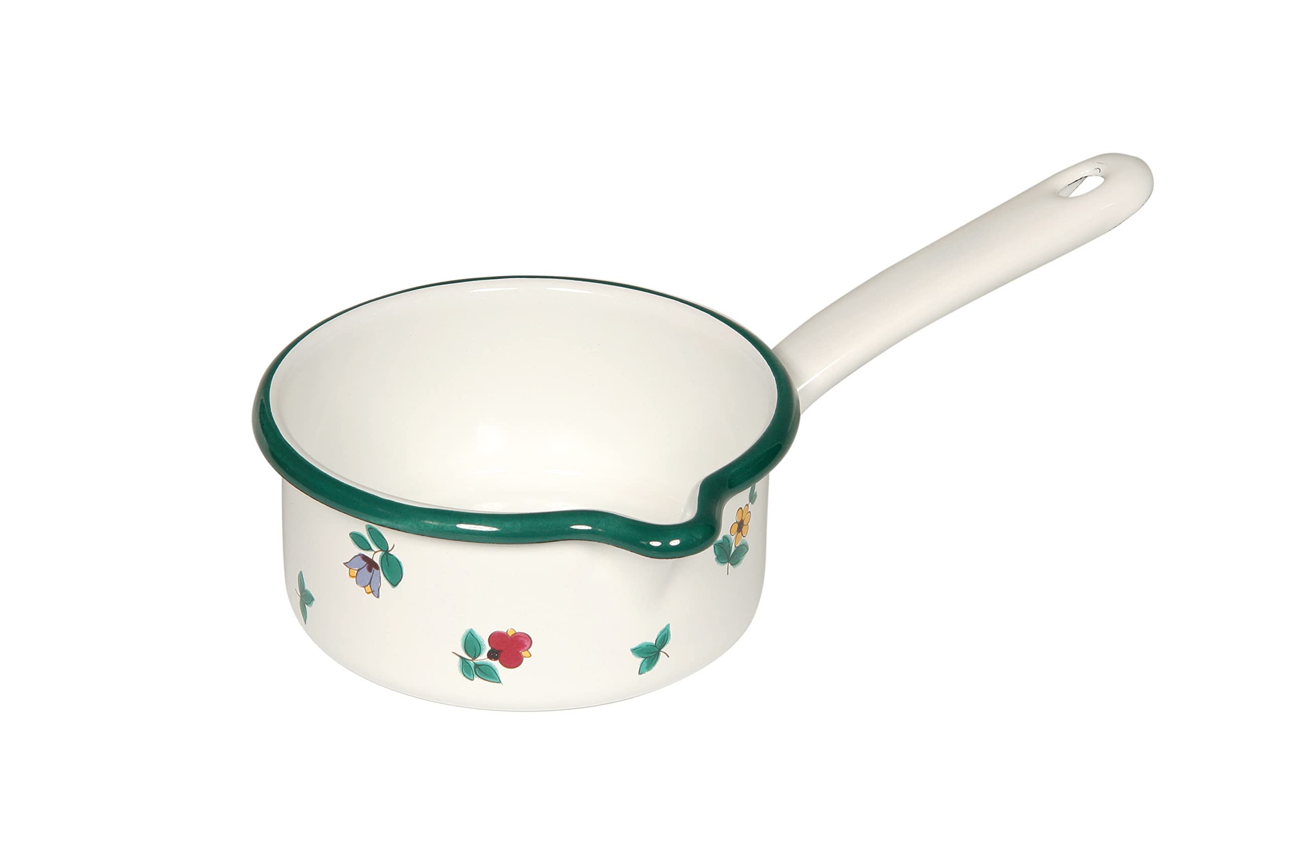 Riess Country-Gmundner Strewn Flowers Saucepan with Spout, Diameter-14 cm Multi Colour