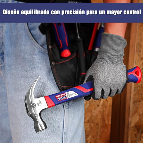 WORKPRO 2 Piece Carpenter's Hammer, Nail Hammer 720g and 340g, Claw Hammer with Ergonomic Non-Slip Handle, for Woodworking, DIY and Wood Repairs