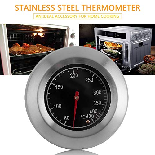 Dalkeyie Round Stainless Steel Oven Food Cooking Baking Double Metal Thermometer Household Temperature Gauge 60-430 Degrees Celsius(Silver)