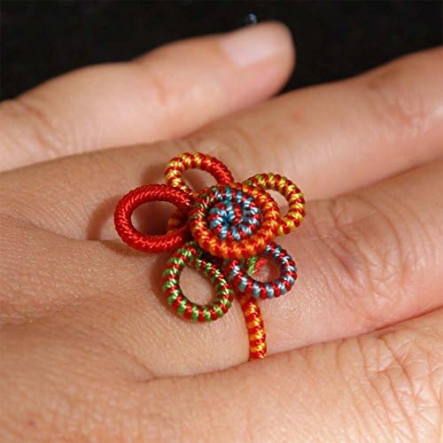 Handmade Rainbow String Wrapped Craft Rings-Warm Colors Cistus -Try Your Fortune Color