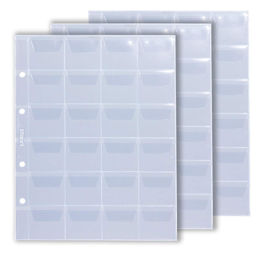 Coin Collecting Sheets - Variable Pockets Pages - Coin Collection Holders Sets (24 Pockets up to Ø40mm, 5 Sheets)