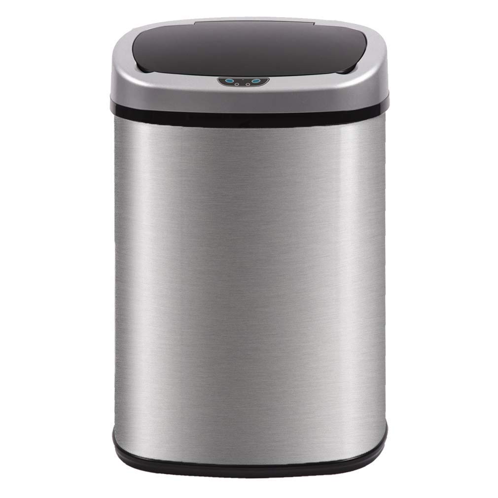 Kitchen Trash Can for Bathroom Bedroom Home Office Automatic Touch Free High-Capacity Garbage Can with Lid Brushed Stainless Steel Waste Bin 13 Gallon / 50L