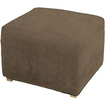 SureFit Stretch Pique 1-Piece - Ottoman Slipcover - Taupe