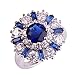 Psiroy 925 Sterling Silver Created Blue Sapphire Filled Cluster Flower Statement Ring Size 7