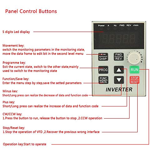 Variable Frequency Drive, 220VAC Single-Phase Variable Frequency Drive Adjustable-Frequency Drive VFD Speed Controller for 3-Phase 2.2kW AC Motor