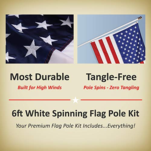 Allied Flag American Home Nylon 3 by 5-Feet US Flag Set with 5-Feet Spinning Flag Pole (Certified Refurbished)