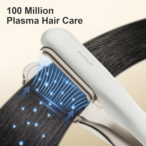 Airbot Hyperstrait 3in1 Hair Straightener&Dryer&Brush, 100 Million Plasma Care Comb & Dry & Straighten, For Beautiful Soft Hair, Fast Heating&4 Temp Settings, Smart Power Off, HD218, Gold