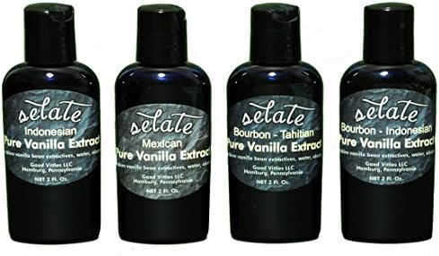 Pure Vanilla Extract Sampler Pack - Mexican, Indonesian, Bourbon Tahitian, and Bourbon Indonesian - 2 Ounce Bottles
