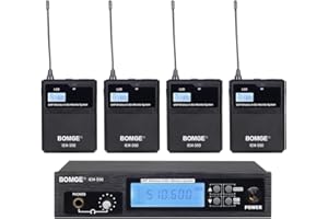 BOMGE IEM-590 UHF Wireless in Ear Stage Monitor System Professional 2 Channels,160 ft. Operation, Ideal for Stage, Studio, Exhibit, Lecture, Speech (4 bodypack with Transmitter)
