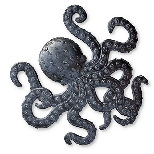 Octopus Metal Wall Art, Sea Life Ocean Decor, Beach Themed Artwork