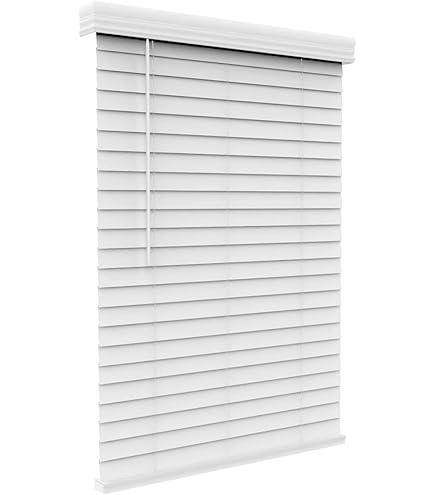 DEZ FURNISHINGS Cordless 2 Inch Faux Wood Blinds - Dark Oak, 21" W X 72" H, Inside/Outside Mount