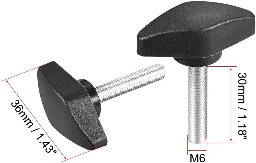 uxcell Clamping Handle Screw Knobs Handle M6 x 30mm Threaded T-Shape 2pcs, Black,silver, M6x30mm , 2pcs - Image 3