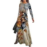 OSCORP Women’s Round Neck Long Sleeve Maxi Dress – Boho, Abstract, Paisley, Mandala, Geometric, Ombre, Casual Daily Wear