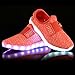 HOFISH Boys Girls Kids Colors Toddler LED Luminous Knit Sneakers USB Charging Light Shoes,Pink,27 M EU / 10 M US Toddler