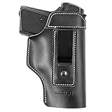 Lirisy Leather IWB Holster | Inside The Waistband Concealed Carry Gun Holster for Glock 17 19 22 23 32 33 / S&W M&P Shield / Springfield XD XDS and Similar Handgun Pistols
